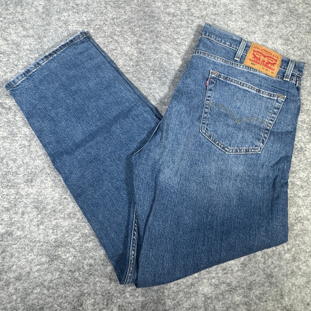 Levis 505 Regular Fit Straight Leg Jeans Mens 40x32 Medium Wash Blue 005052959